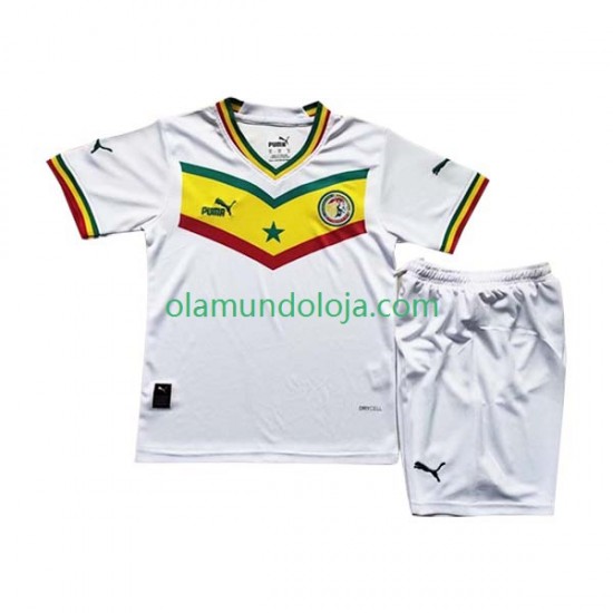 Camisola Senegal Criança Equipamento Primeiro Copa do Mundo 2022 Manga Curta